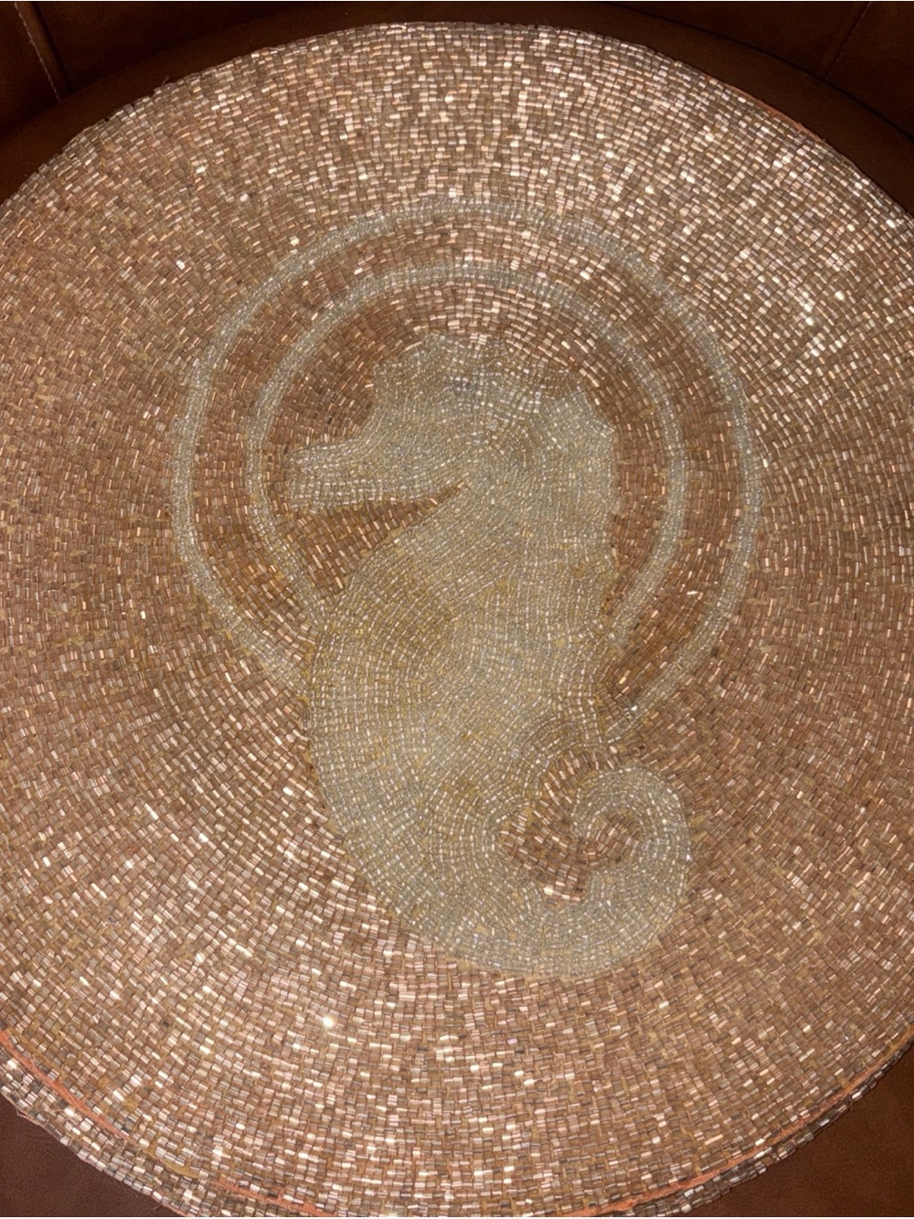 3 Waterford Placemat Beaded rosegold pink Charger seahorse nautical beachhouse - Picture 5 of 9